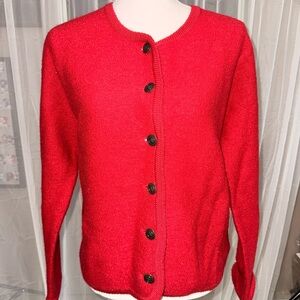 Wool Tally ho Red Button-Up Women's Sweater